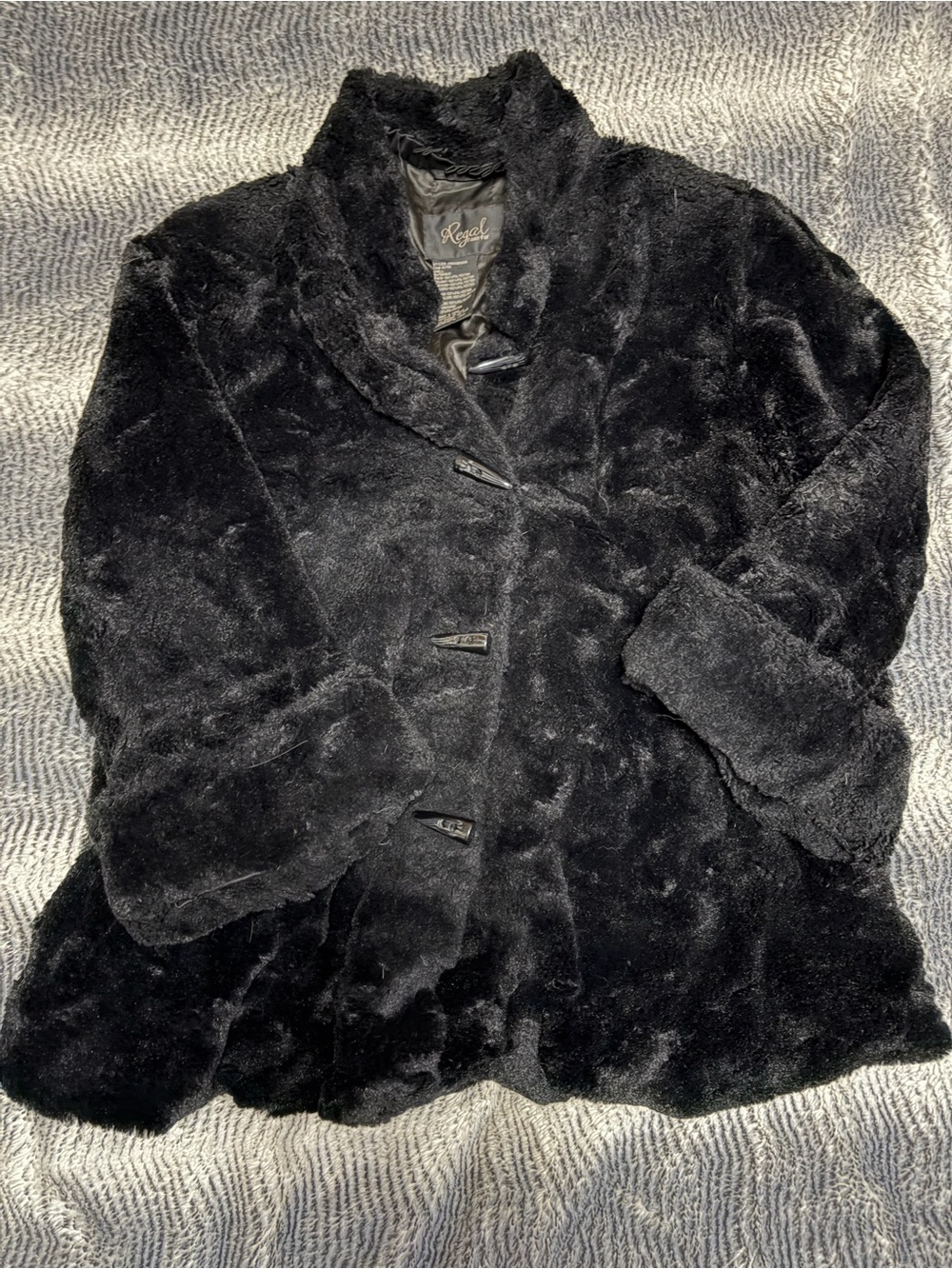 Black Faux Fur Women's Coat